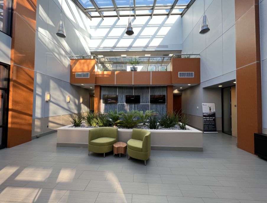 an image of main hall and a internal garden